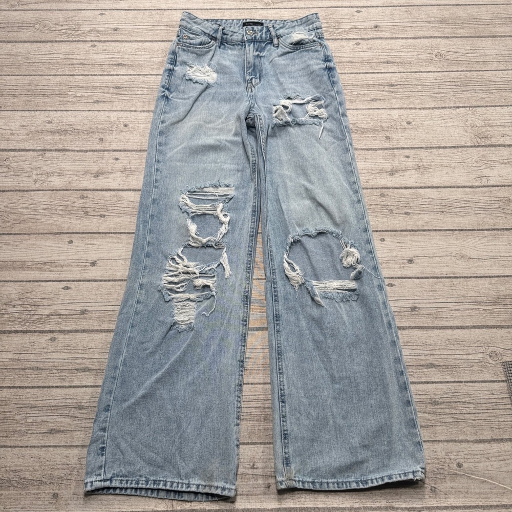 Bluenotes Jeans Women's 00 Blue Light Wash High Rise Baggy Ripped Distressed Y2K